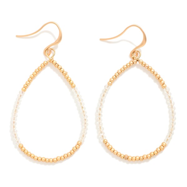 Wholesale beaded Teardrop Drop Earrings Gold Tones Faceted Beads L