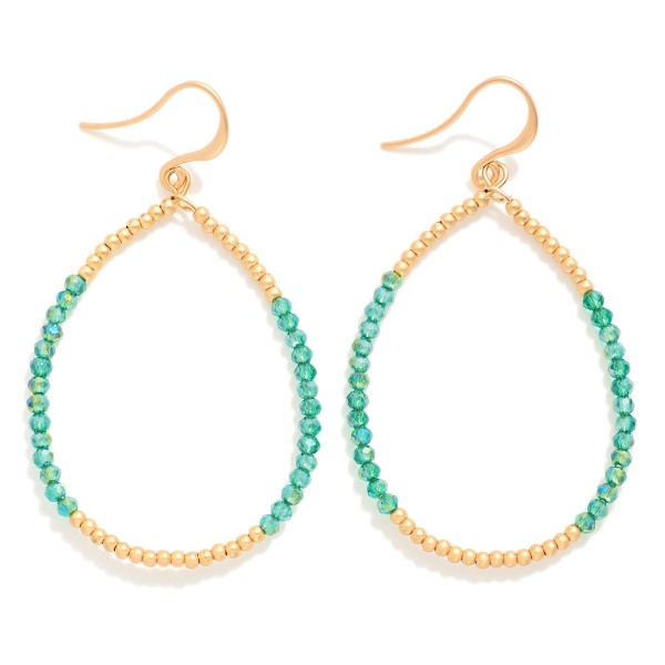 Wholesale beaded Teardrop Drop Earrings Gold Tones Faceted Beads L
