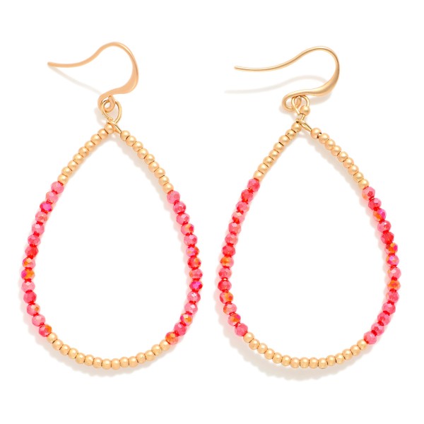 Wholesale beaded Teardrop Drop Earrings Gold Tones Faceted Beads L