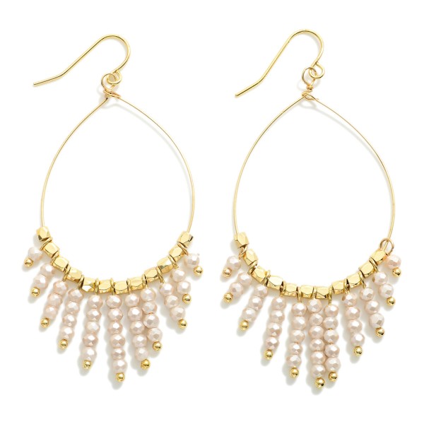 Wholesale teardrop Faceted Beaded Fringe Drop Earrings L