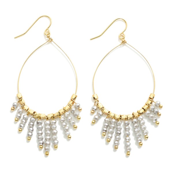 Wholesale teardrop Faceted Beaded Fringe Drop Earrings L