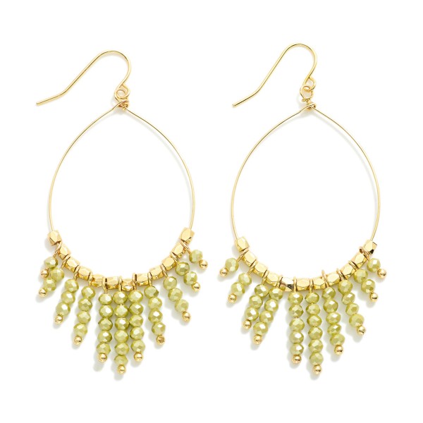 Wholesale teardrop Faceted Beaded Fringe Drop Earrings L