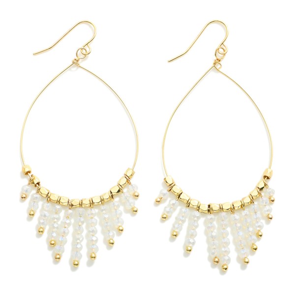 Wholesale teardrop Faceted Beaded Fringe Drop Earrings L