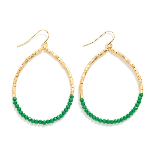 Wholesale beaded Teardrop Drop Earrings Gold Tones Faceted Beads L