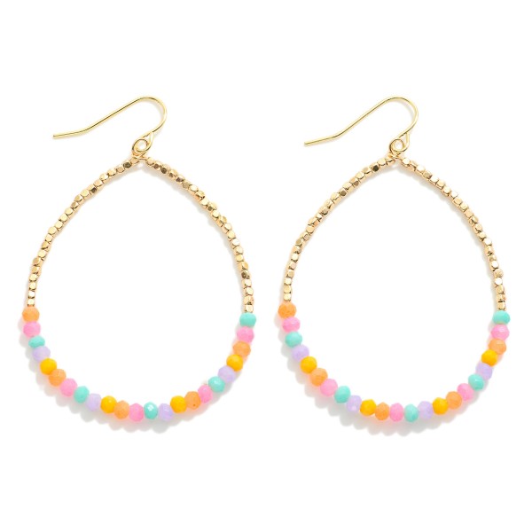 Wholesale beaded Wire Teardrop Drop Earrings Metal Beads Faceted Beads L