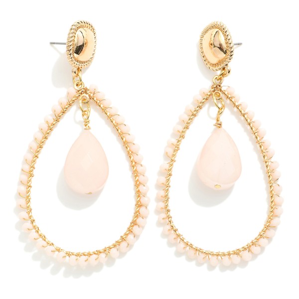 Wholesale beaded Wire Wrapped Teardrop Drop Earrings Faceted Glass Charm L