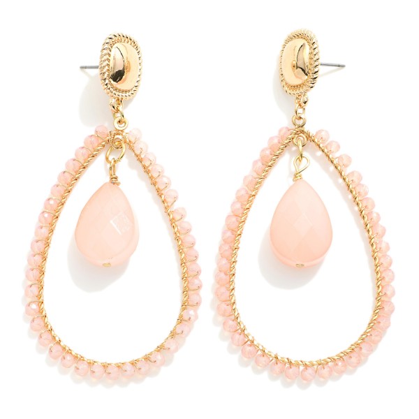 Wholesale beaded Wire Wrapped Teardrop Drop Earrings Faceted Glass Charm L