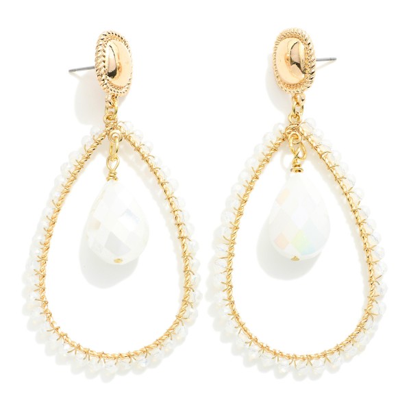Wholesale beaded Wire Wrapped Teardrop Drop Earrings Faceted Glass Charm L