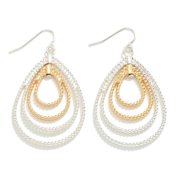 Wholesale textured Metal Swiveling Nested Teardrop Drop Earrings L