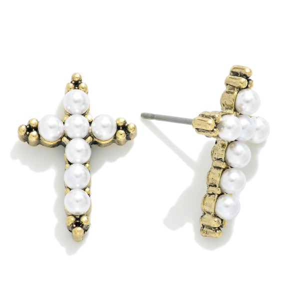 Wholesale pearl Studded Cross Earrings L