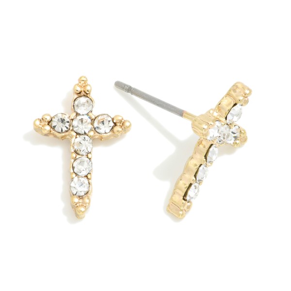Wholesale rhinestone Studded Cross Earrings L