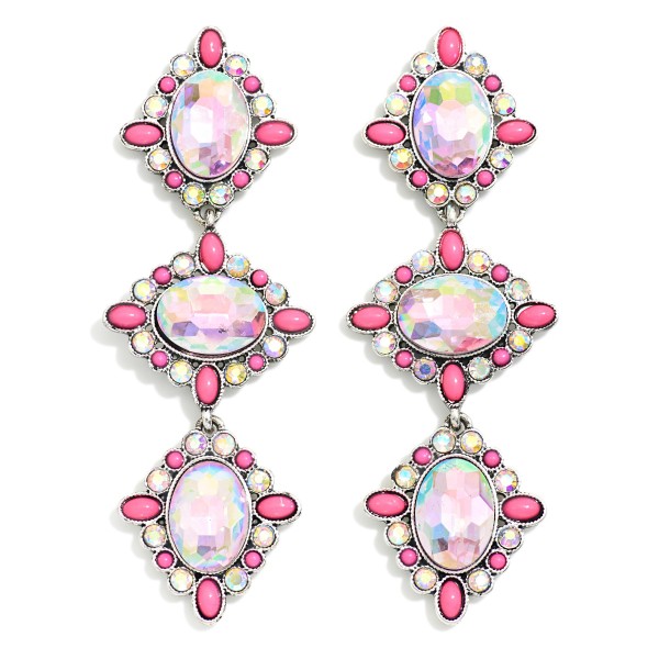Wholesale linked Rhinestone Drop Earrings Rhinestone Natural Stone Borders L