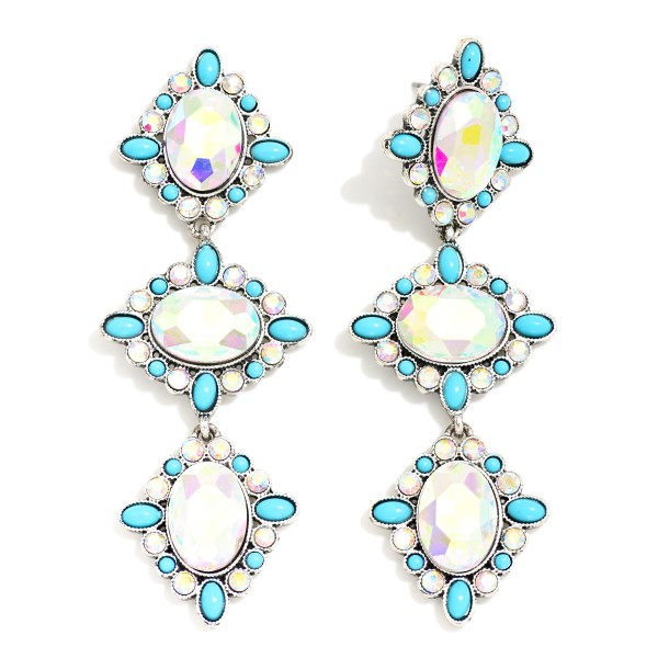 Wholesale linked Rhinestone Drop Earrings Rhinestone Natural Stone Borders L