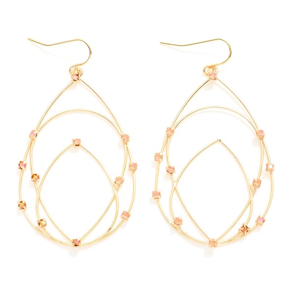 Wholesale nesting Wire Teardrop Drop Earrings Rhinestone Details L