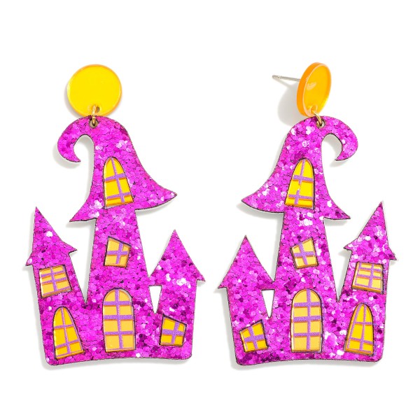 Wholesale glitter Acetate Spooky House Drop Earrings L