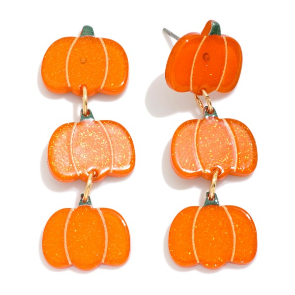 Wholesale linked Glitter Acetate Pumpkin Drop Earrings L