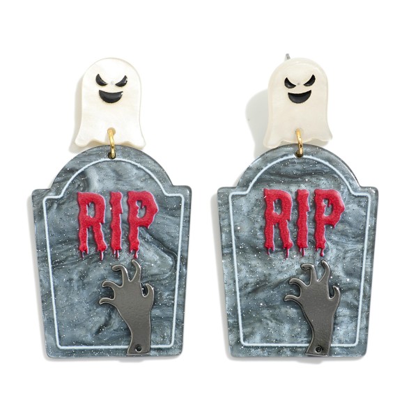 Wholesale acetate RIP Tombstone Drop Earrings L