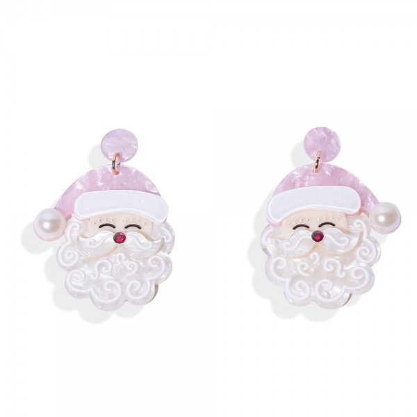 Wholesale acetate Santa Claus Post Drop Earrings Pearl Details L