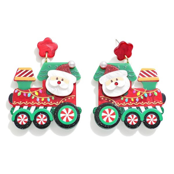 Wholesale acetate Santa Train Post Drop Earrings L
