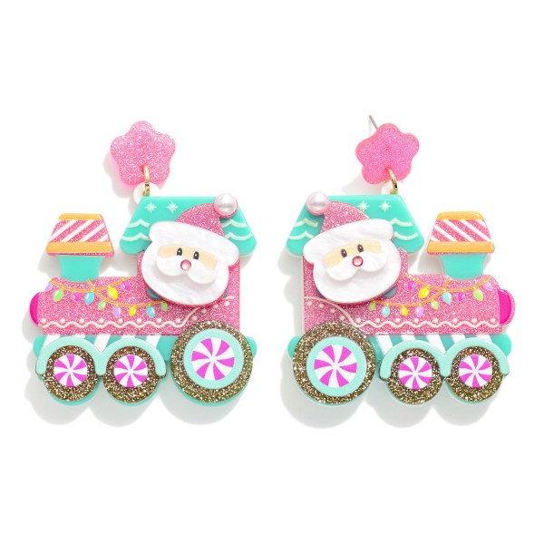 Wholesale acetate Santa Train Post Drop Earrings L