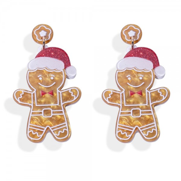 Wholesale acetate Gingerbread Man Post Drop Earrings L