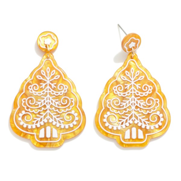 Wholesale acetate Gingerbread Christmas Tree Post Drop Earrings L
