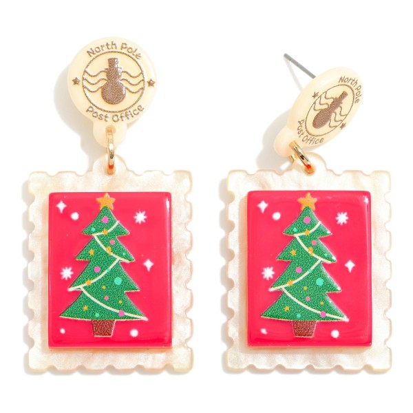 Wholesale acetate Christmas Mail Stamp Post Drop Earrings L
