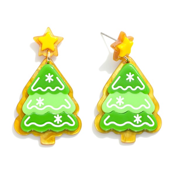 Wholesale acetate Gingerbread Icing Christmas Tree Post Drop Earrings L