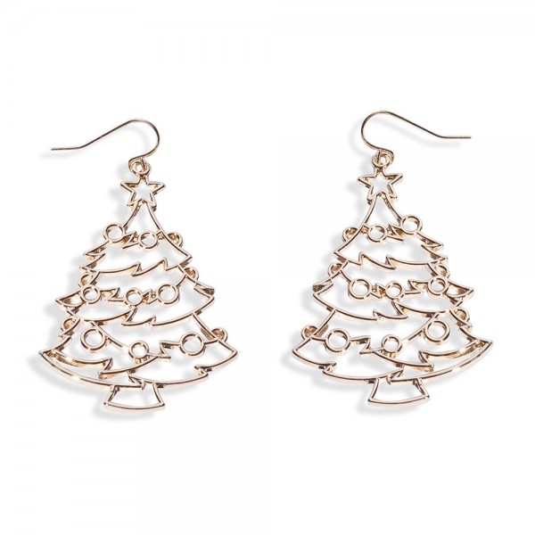 Wholesale hollow Metal Christmas Tree Drop Earrings L