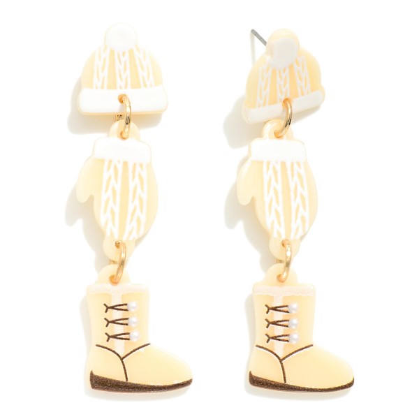 Wholesale acetate Linked Snow Gear Post Drop Earrings L