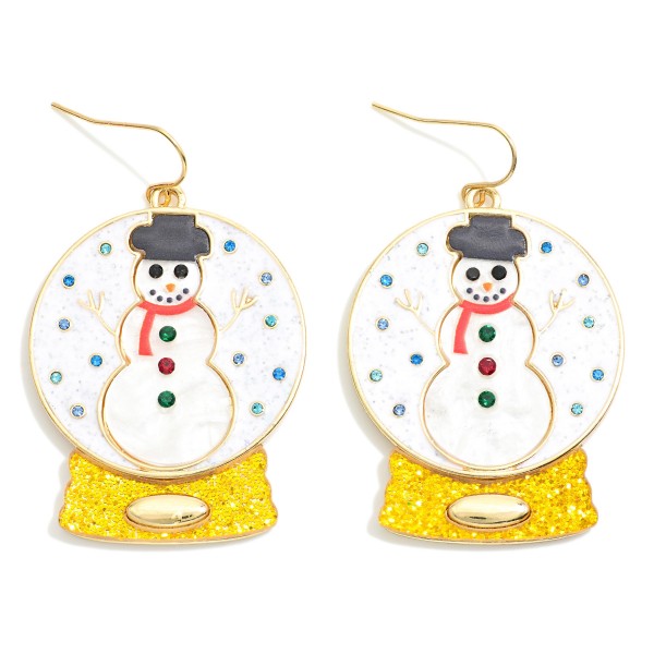 Wholesale glitter Enamel Snowman Snow Globe Drop Earrings Metal Backing L