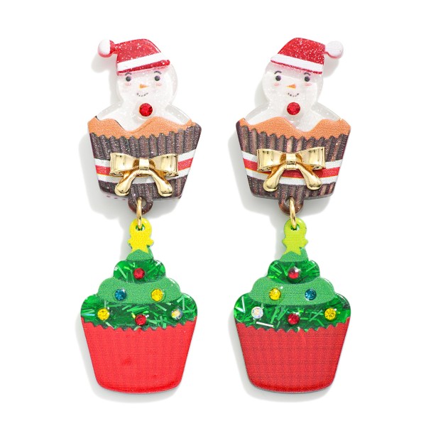 Wholesale linked Acetate Christmas Cupcakes Drop Earrings L