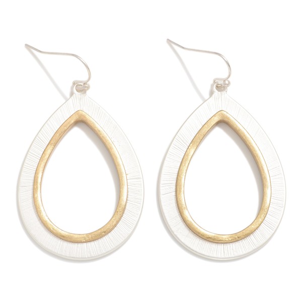 Wholesale brushed Metal Hollow Teardrop Drop Earrings L