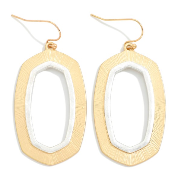 Wholesale brushed Metal Angled Oval Drop Earrings L