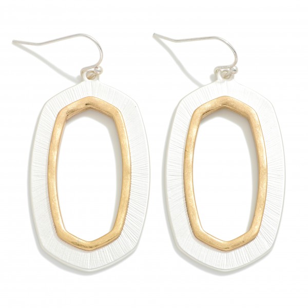 Wholesale brushed Metal Angled Oval Drop Earrings L