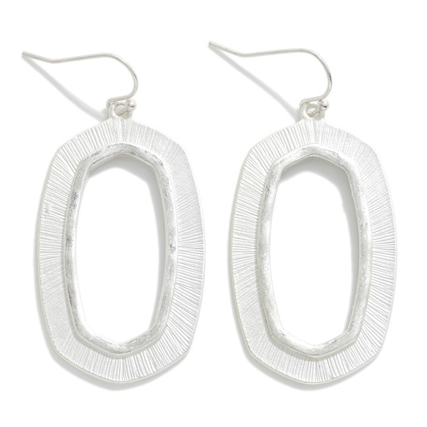 Wholesale brushed Metal Angled Oval Drop Earrings L