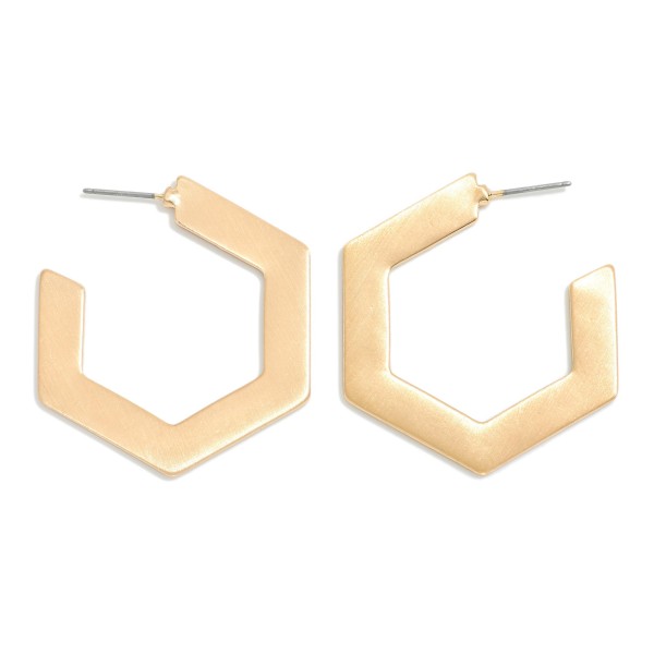 Wholesale metal Hexagonal Hoop Earrings D