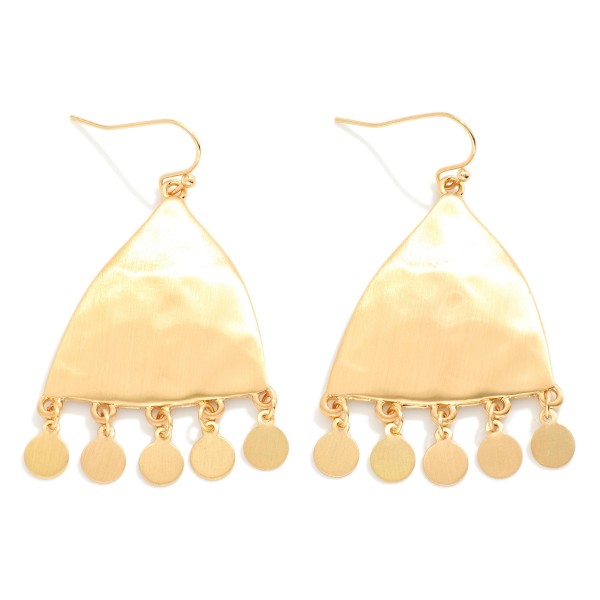 Wholesale hammered Metal Rounded Triangle Drop Earrings Metal Disk Tassels L