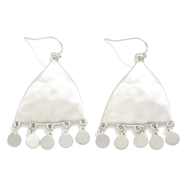 Wholesale hammered Metal Rounded Triangle Drop Earrings Metal Disk Tassels L
