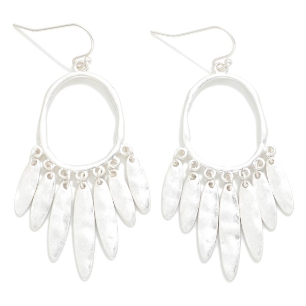 Wholesale hammered Metal Oval Drop Earrings Hammered Metal Tassels L