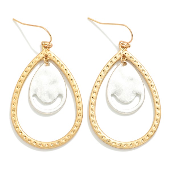 Wholesale dimpled Metal Teardrop Drop Earrings Hammered Metal Charm L