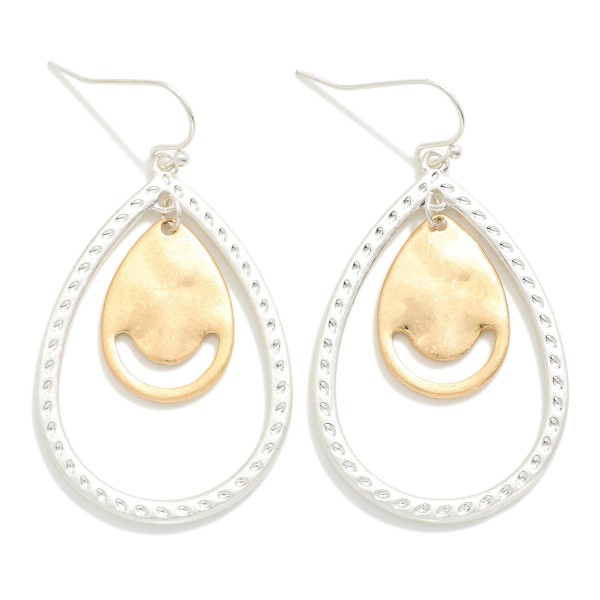 Wholesale dimpled Metal Teardrop Drop Earrings Hammered Metal Charm L