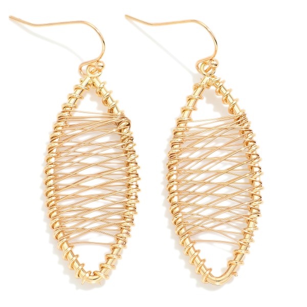 Wholesale metal Wire Wrapped Angled Oval Drop Earrings L
