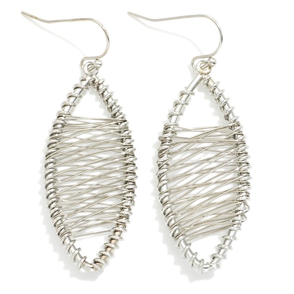 Wholesale metal Wire Wrapped Angled Oval Drop Earrings L