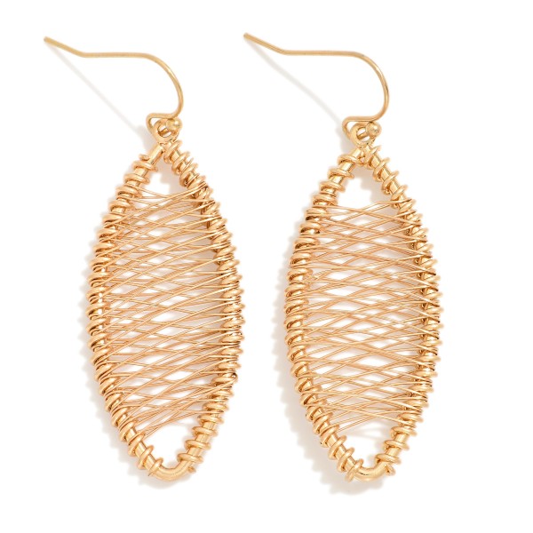 Wholesale metal Wire Wrapped Angled Oval Drop Earrings L