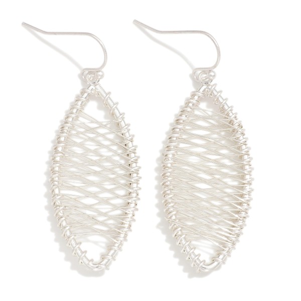 Wholesale metal Wire Wrapped Angled Oval Drop Earrings L