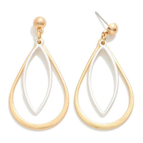 Wholesale layered Metal Teardrop Pointed Oval Drop Earrings L