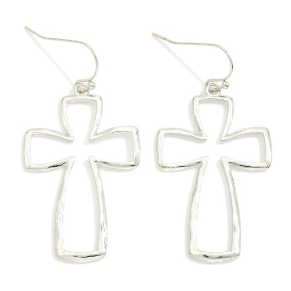 Rounded Metal Cross Drop Earrings
- Approximately 2" L