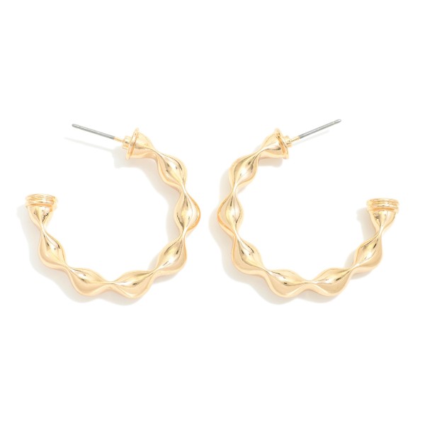 Wholesale crimped Metal Hoop Earrings D