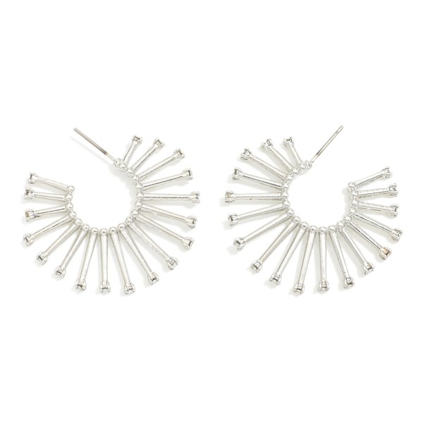 Wholesale metal Plated Brass Sun Ray Hoop Earrings Rhinestone Stud End Caps Plat